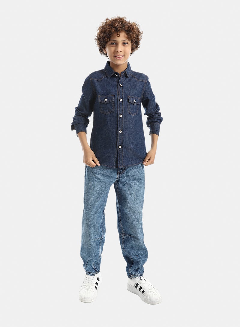 Andora Casual Long-Sleeve Boy's Shirt_Dark Blue - Image 4